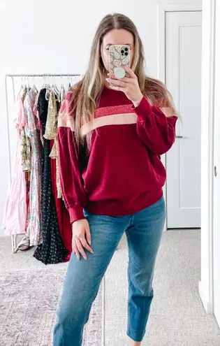 The Great . Maroon Striped Crewneck Sweatshirt