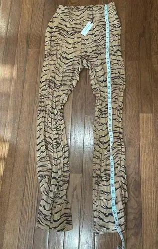 We Wore What NWT  XS Tiger Print High Rise Flare Pants