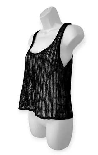 Ellen Tracy Linda Allard x | L | Sexy Black Open Knit Rayon Sheer Cami Tank Top