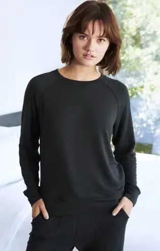 Quince New SuperSoft Fleece Crew Black, New with Out Tags