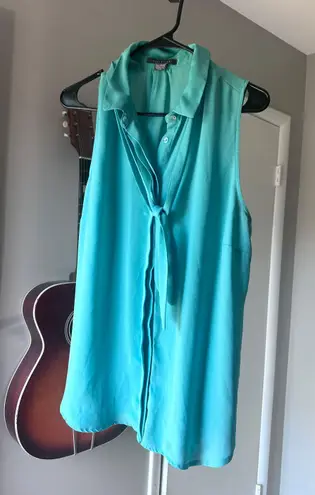 Suzy Shier Women’s Teal Sheer Sleeveless Button Top Size X-Large