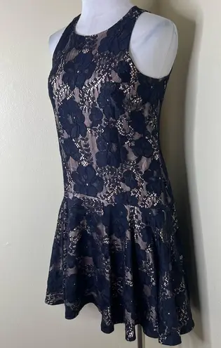 Eliza J Dress 2 Navy Floral Lace High Low Drop Waist Special Occasion Cocktail