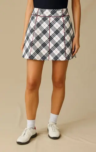 Tuckernuck Renee Golf Skort M NWT Red Navy Plaid 15” Stretch Built