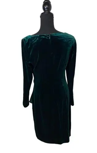 DKNY #308  Boat-Neck Velvet Mini Dress In Hunter Green NWT