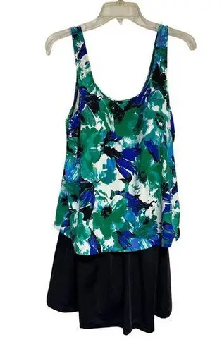 Azul Womens 22W Floral Print Swim Dress With Built