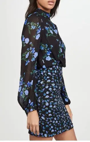 Shoshanna Kiana Mixed Floral Mini Dress Blue Black Size 4P