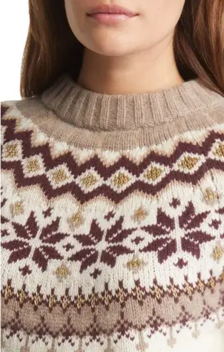 💕BODEN💕 Fair Isle Metallic Yarn Sweater ~ Warm Ivory Fair Isle Print US 8 NWOT