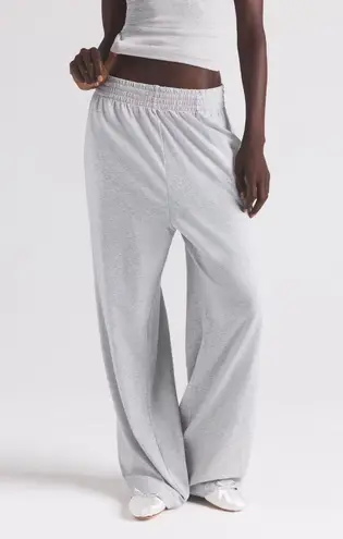 SKIMS Cotton Jersey Wide Leg Pant in Light Heather Grey, Size XXS