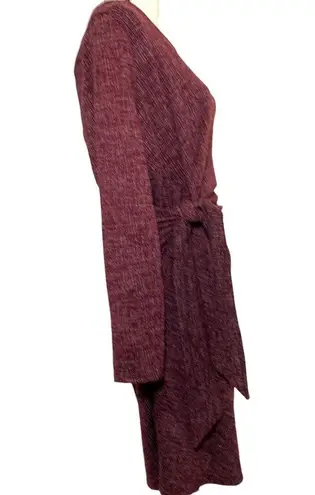 Ces Femme Burgundy Black Heathered Side Tie Long Sleeve Sweater Dress Size XL