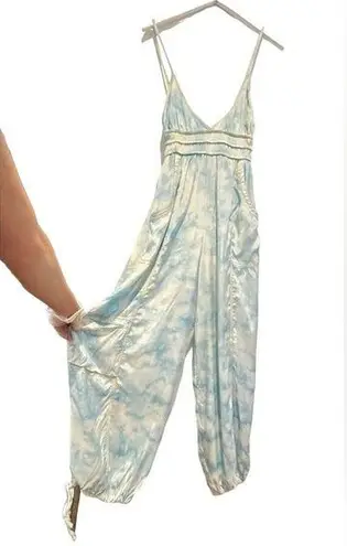 Urban Outfitters Out From Under Women’s Small  Sleevless Pant Jumpsuit Blue Tie Dye Jumper Cargo