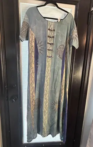 Bohemian Blue and Cream Maxi Dress Size L