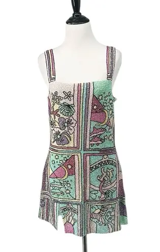 Oceanus Talia Hand Beaded Crystal Embellished Mini Dress Size M NWT Purple Size M