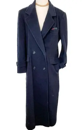 Evan Picone Vintage 100% wool double breasted navy blue overcoat size large L