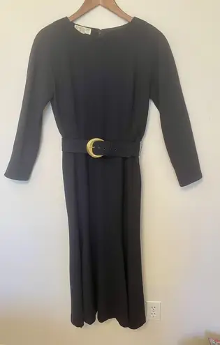 Evan Picone Vintage Dress Navy Size 4 Belted Wool 60s 70s Classic Career ILGWU - Image 1