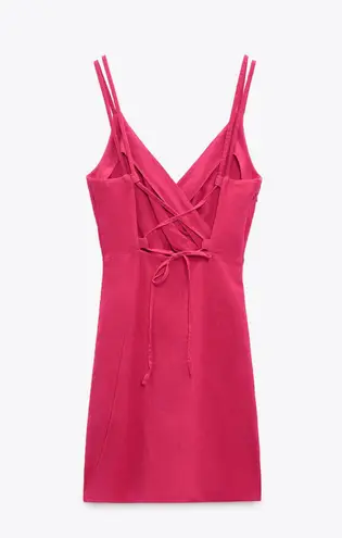 ZARA nwt linen blend pink casual summer wrapped dress