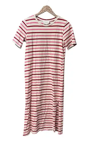 Pomander Place Gio Stripe Short Sleeve Long Maxi Dress Red Pink Small S