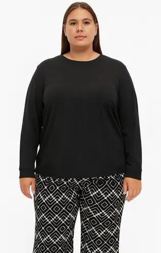 Denim & Co. Tall Printed Jersey Geometric Pattern Slim Leg Pant Black Size XLT