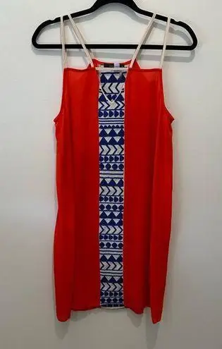 THML Bright Embroidered Resort Dress Women’s size Medium orange and blue strappy