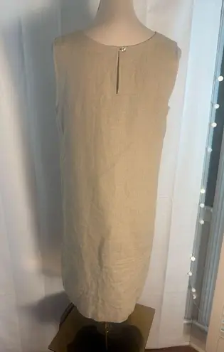 Samantha Taylor 100% Linen Beige Sleeveless Shift Dress & Jacket Set Size 10 Tan