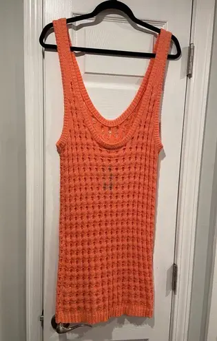 NWT Uncharted Threads Size M Coral Stretchy Knit Crochet Terry Cover Up Dress Pink Size M