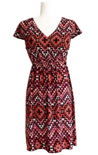 JohnPaulRichard Dress Petite Chevron Multicolored Cap Sleeve Casual Dress MP NEW Red Size undefined