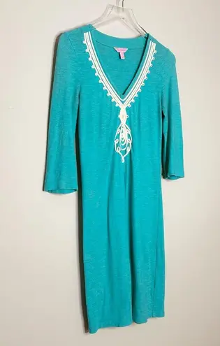 Lilly Pulitzer  Tidewater Tunic Teal Green Knit Shift Dress Size S