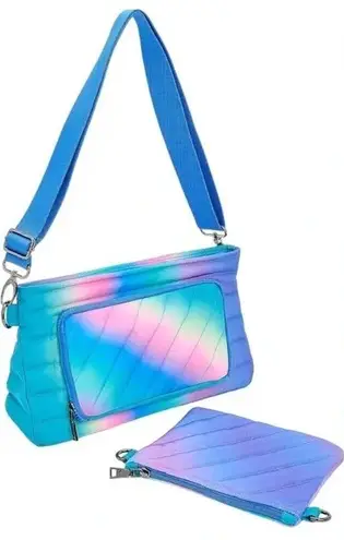 Think Royln Blue Lagoon Ombre Quilted Puffer Pouch RFID Protected