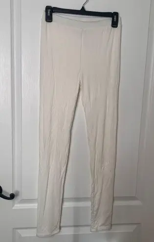 Naked Wardrobe Womens Ankle Leggings High Waist Pull On Stretch White Size Large