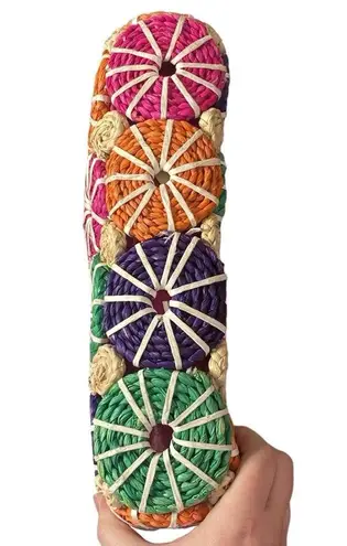 Straw colorful artisan circle pattern purse
