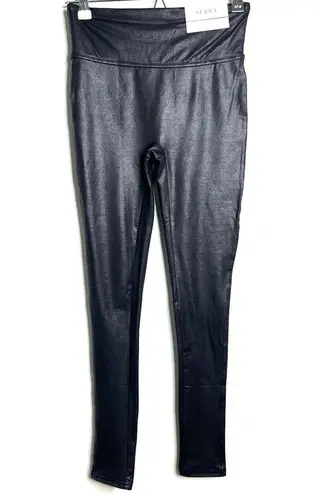 Serra Faux Leather Leggings Elastic Waist Stretch Black Size Small