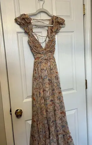 ASTR the Label Primrose Dress in Peach Multi Floral Size XS