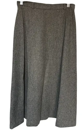 PowHer 100% Pure Wool Herringbone Midi Skirt Gray Women's Size Medium