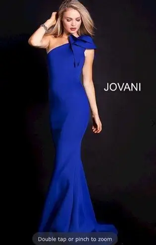 Jovani Size 00 Royal Blue One shoulder Ruffled Gown