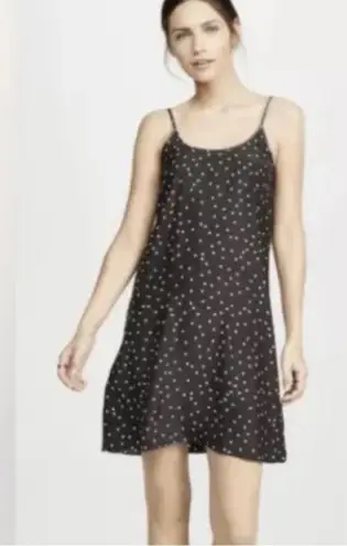 Atm 100% Silk Black White Polka Dot Slip Dress. NWT. Size Medium