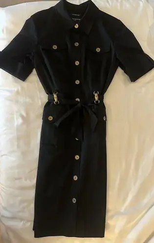 Jones New York  Signature Cargo Shirt Dress Black Size 8 Stretch Bamboo Accents