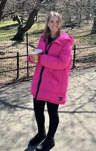 OOF WEAR Women's Neon Pink Long Sleeve High Neck Puffer Coat Size 38