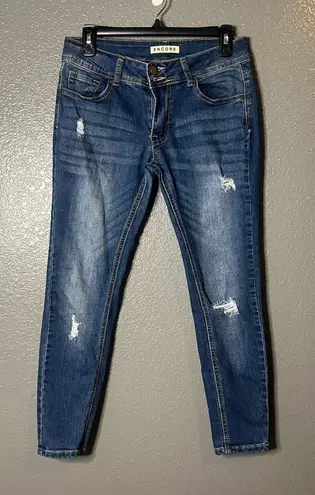 Encore jeans Encore Women's Blue Denim Skinny Distressed Medium Wash Stretch Jeans