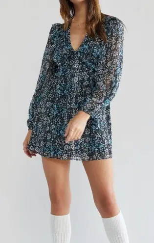 Blue Rain - Margo V-Neck Floral Swing Lurex Mini Dress