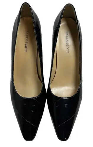 Karen Scott Black Patent Leather Pointed Toe Stiletto Heels Pumps Women Size 8M