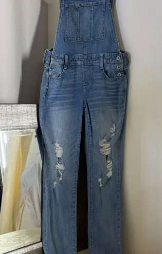 Arizona Jeans Arizona Jean Company Blue Distressed Denim Overalls