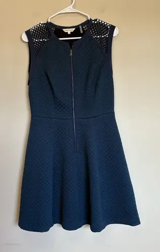Rebecca Taylor Blue Sleeveless Quilted Zip-Front Fit & Flair Dress Size 6