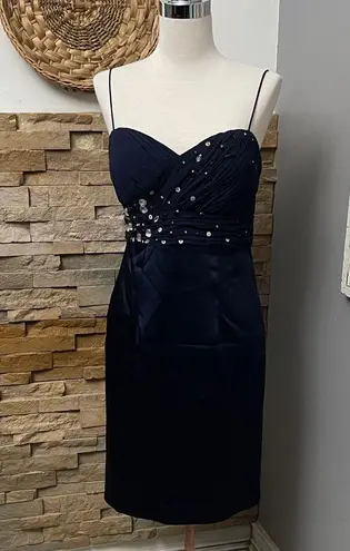 Chetta B Chic Midnight Blue Embellished Mini Dress