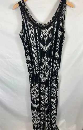 INC International Concepts Patterned Jumpsuit Size Medium Black