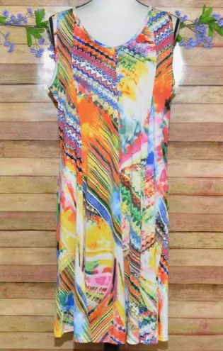 Shoreline Sun Dress A-Line Popover Colorful Art 2 Wear Size L/XL Mixed Print