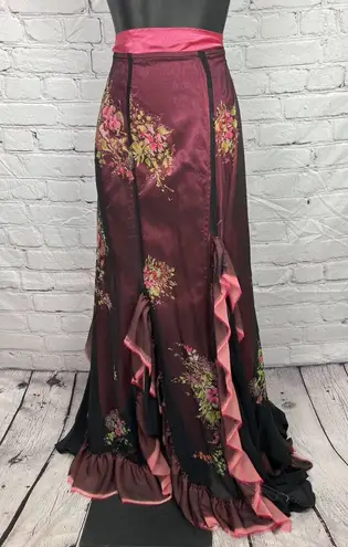 Hudson Vtg Chris Haute Couture Custom Floral Oriental Maxi Mermaid Skirt