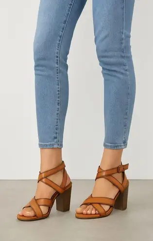 1937 Footwear Made in Italy Strappy Block Heel Sandals Brown Leather Size 7 Blue