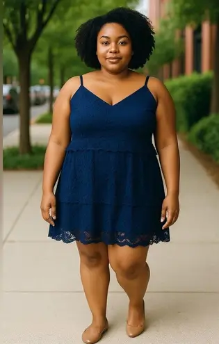 City Chic NWTs Navy Blue Scalloped Lace Dress Size XL