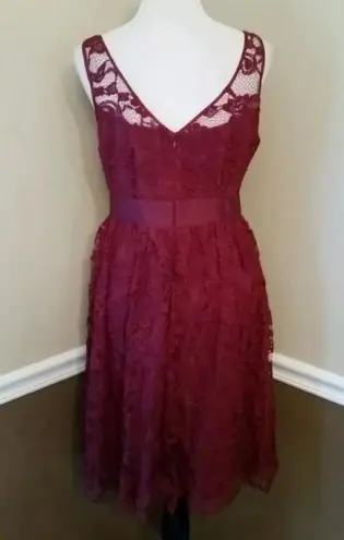 BB Dakota NEW  Burgundy Lace Pleated Skirt Sleeveless Midi Cocktail Dress 2