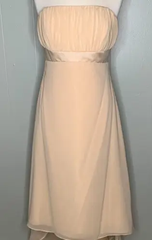 Alfred Angelo Champagne Chiffon Overlay Formal Prom Hi/Lo Strapless Dress M