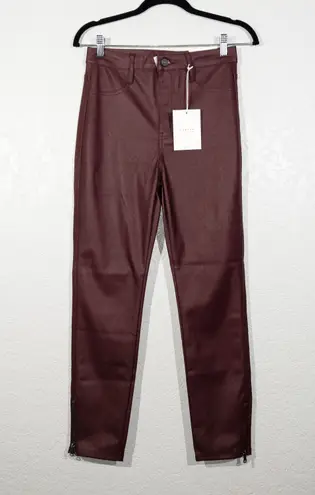 KanCan USA NWT KanCan Maroon High Rise Faux Leather Skinny Pants Size 5 / 26